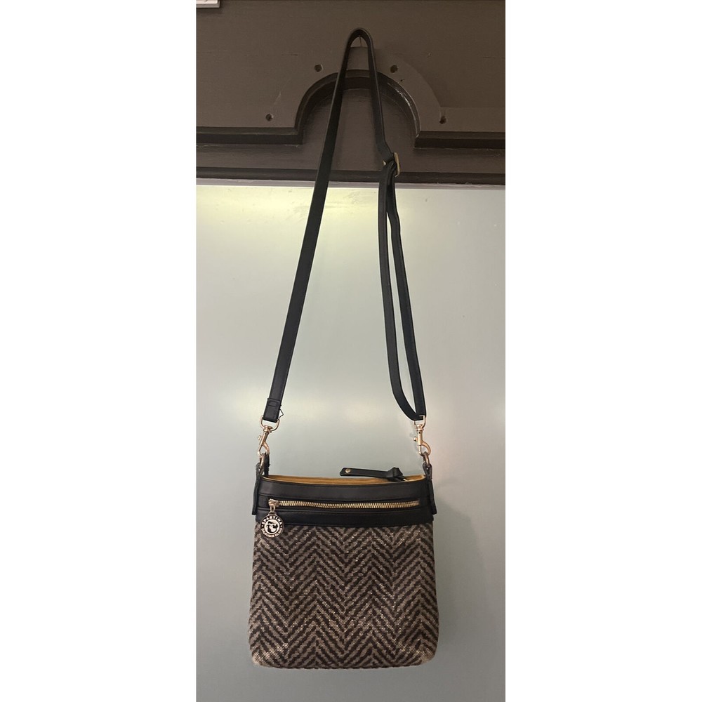 Spartina 449 Crossbody LORELEI Hipster Bag Slate Colored herringbone pattern - Picture 6 of 10